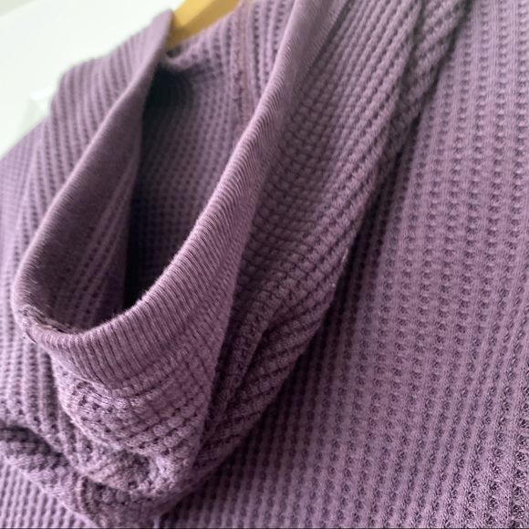 Anthro mod-o-doc Cotton Waffle-Knit Open-Front Hoodie Cardigan w Pockets Medium - Picture 9 of 11